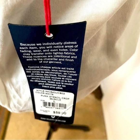 TRUE Religion Punk Stencil Crop Muscle shirt size L NWT. - Picture 4 of 5